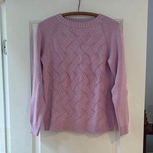 Lands' End Purple Crew Neck Sweater with Cable Knit